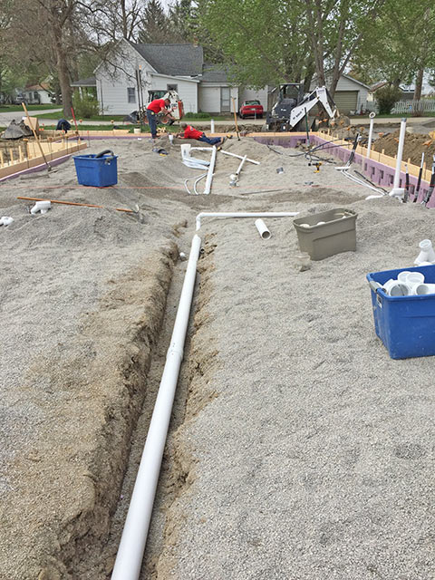 Plumbing installation for a new home.