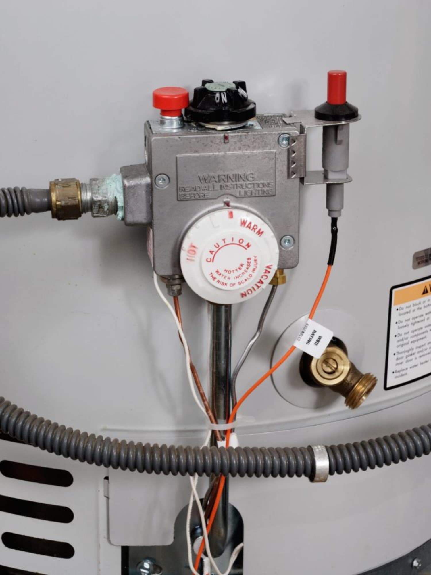 Gas water heater control valve
