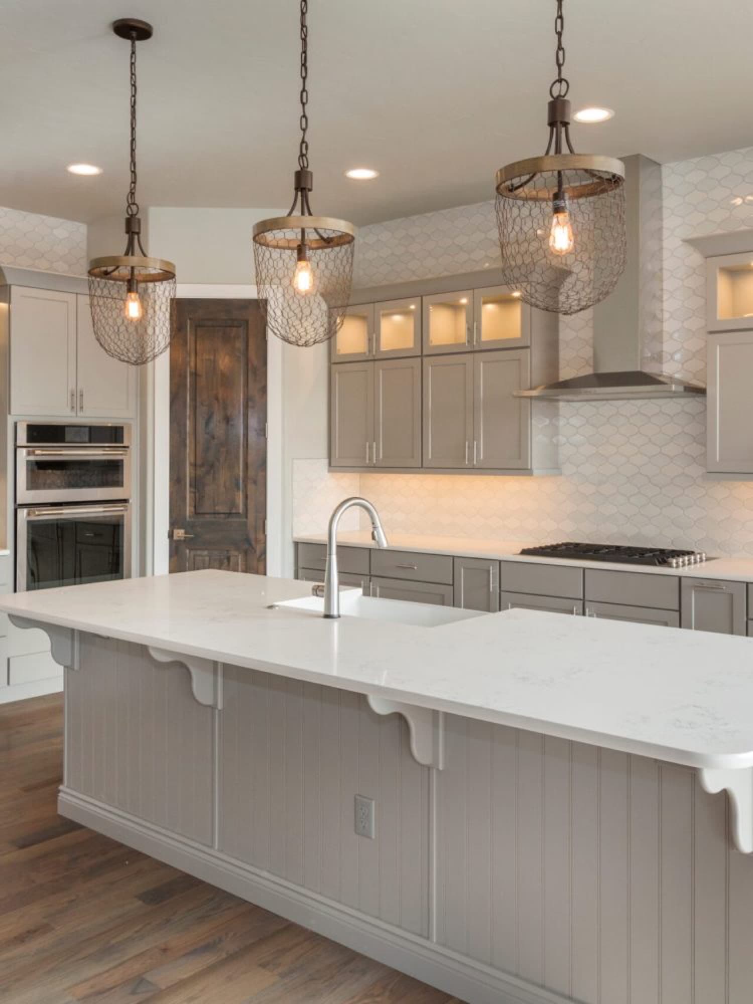 Finished kitchen with island sink